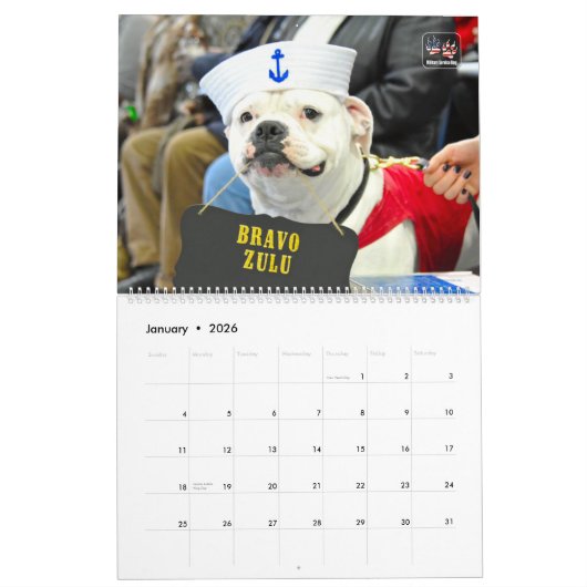 Calendrier CHIENS SUR PARADE - Chiens du service militaire am (Jan 2026)