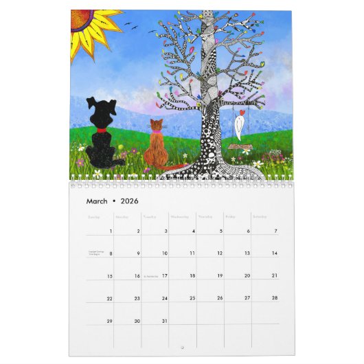 Calendrier Chiens Whimsy, Chats, Animaux, Oiseaux et plus 202 (Mar 2026)