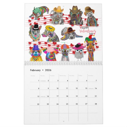 Calendrier Chiens Whimsy, Chats, Animaux, Oiseaux et plus 202 (Feb 2026)