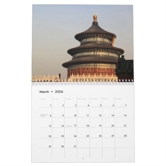 Calendrier Chine Chinois 2025 (Mar 2026)