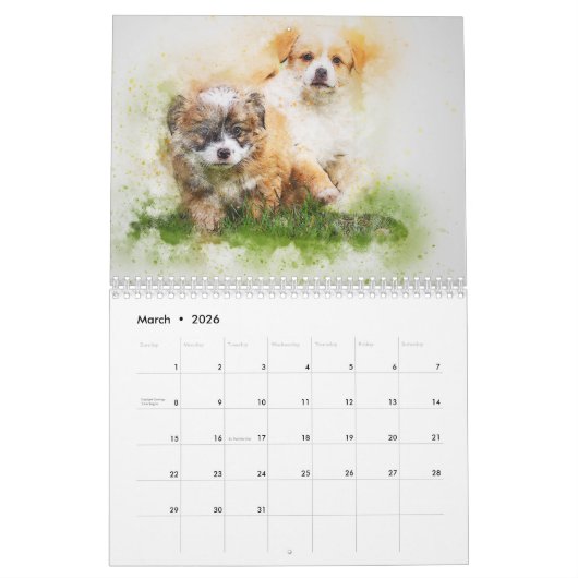 Calendrier Chiot 2025 (Mar 2026)