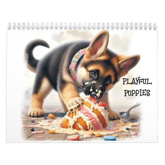 Calendrier Chiots joueurs Douze mois (Protection)