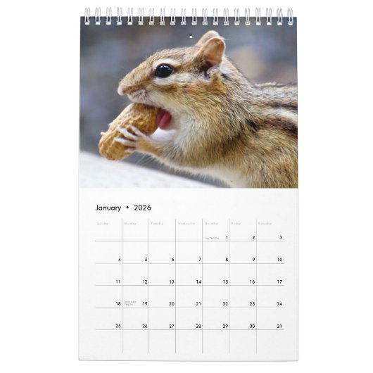 Calendrier Chipmunks 2026 (Jan 2026)