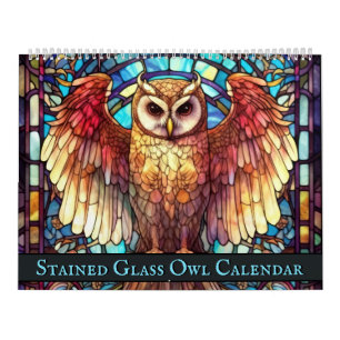 Calendrier Chouette en verre tendu