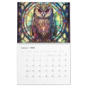 Calendrier Chouette en verre tendu (Jan 2026)