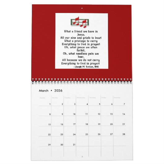 Calendrier chrétien 2022 - Hymnes favoris (Mar 2026)