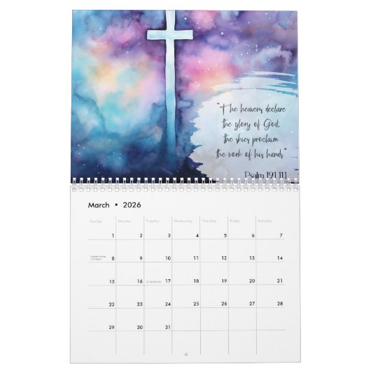 Calendrier chrétien Écriture biblique pour les chr (Mar 2026)