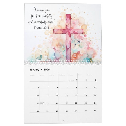 Calendrier chrétien Écriture biblique pour les chr (Jan 2026)