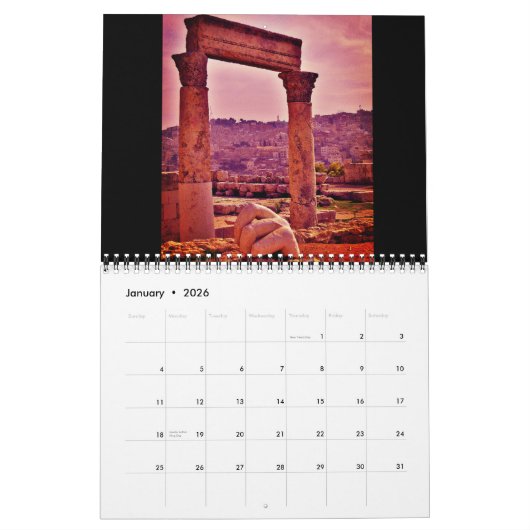 Calendrier Citadelle d'Amman, Jordanie (Jan 2026)