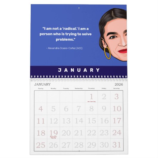 Calendrier Citations AOC - Alexandria Ocasio-Cortez (Jan 2026)