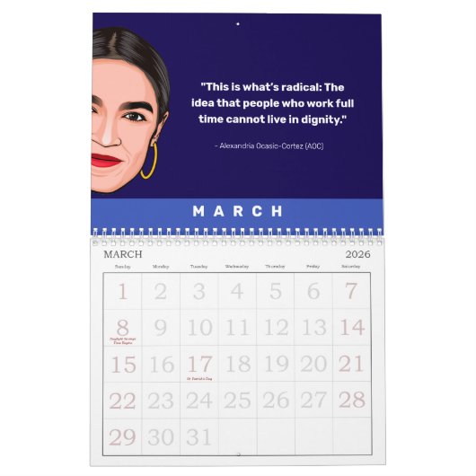 Calendrier Citations AOC - Alexandria Ocasio-Cortez (Mar 2026)