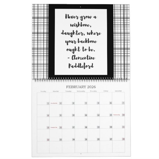 Calendrier Citations en noir et blanc (Feb 2026)