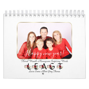 Calendrier Citations Inspirantes Monogramme Floral Wreath