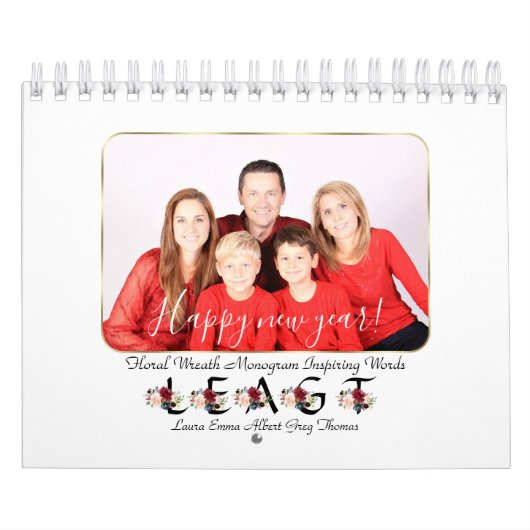 Calendrier Citations Inspirantes Monogramme Floral Wreath (Protection)