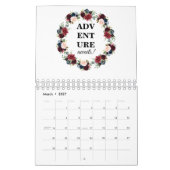 Calendrier Citations Inspirantes Monogramme Floral Wreath (Mar 2027)