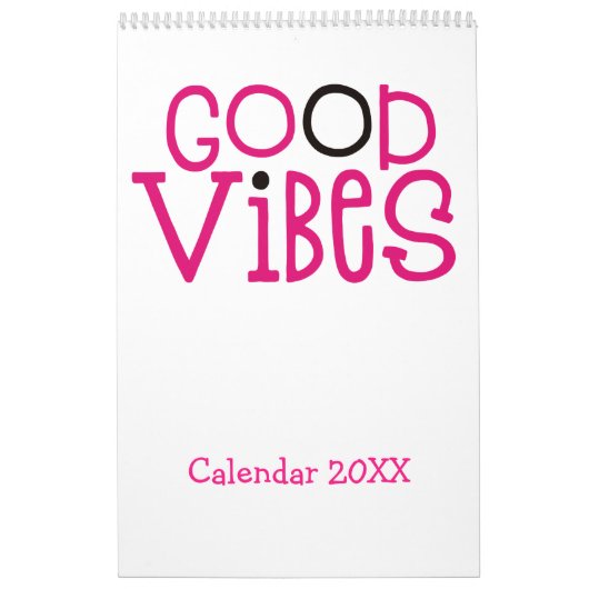 Calendrier Citations motivationnelles Good Vibes Rose White 2 (Protection)