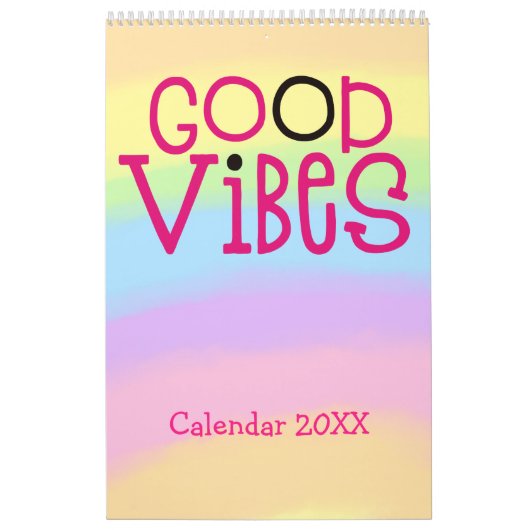 Calendrier Citations positives Good Vibes Arc-en-ciel rose 20 (Protection)