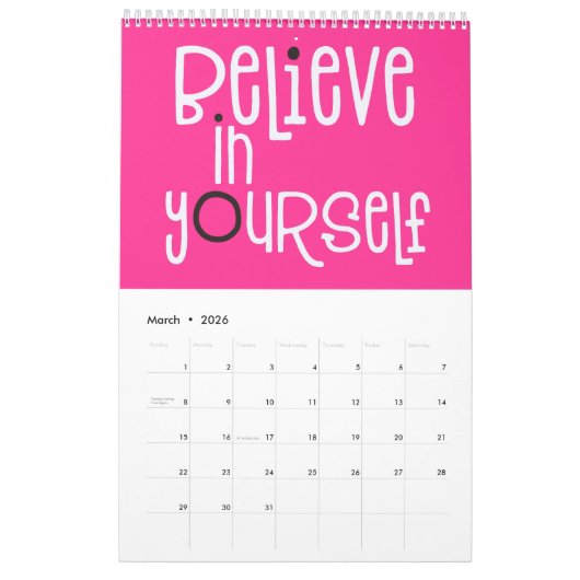 Calendrier Citations positives Good Vibes Arc-en-ciel rose 20 (Mar 2026)