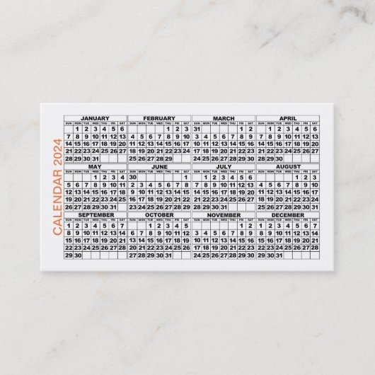 Calendrier Classic Carte de visite Orange Stripe 2 (Devant)