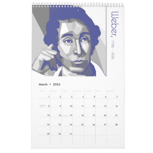Calendrier Classical Composers Calendar (Mar 2026)