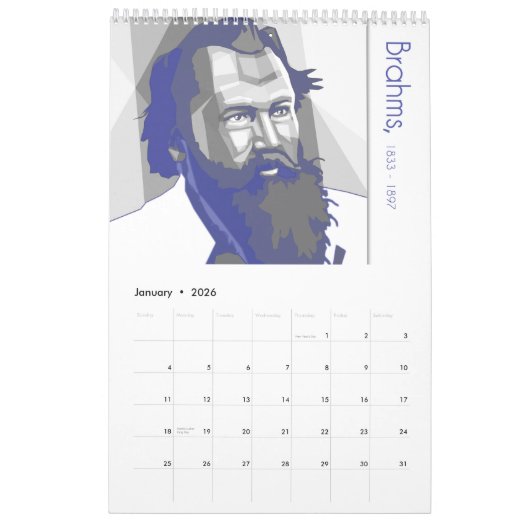 Calendrier Classical Composers Calendar (Jan 2026)