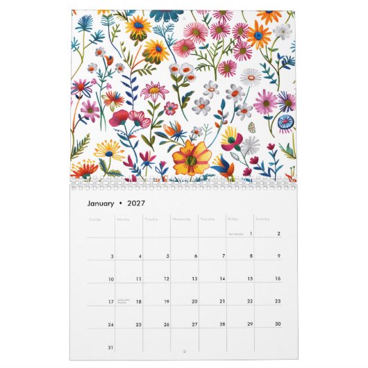 Calendrier classique de fleurs sauvages 2026 (Jan 2027)