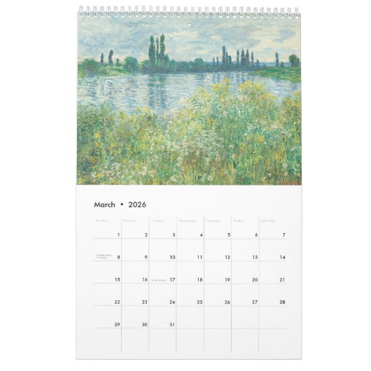 Calendrier Claude Monet (Mar 2026)