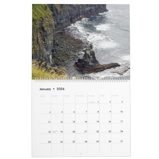 Calendrier Cliffs of Moher 12 points of view (Jan 2026)