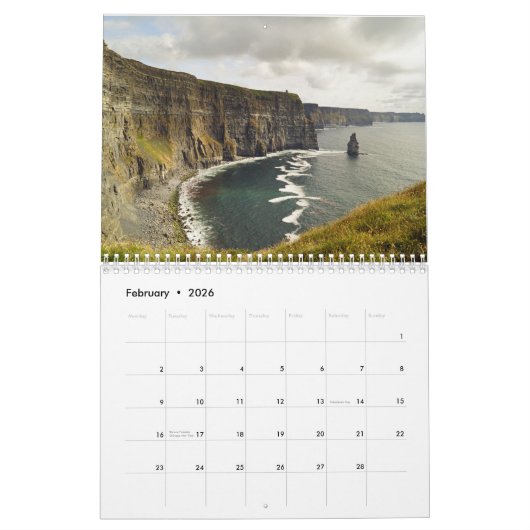 Calendrier Cliffs of Moher english (Feb 2026)