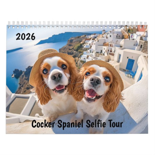 Calendrier Cocker Spaniel Selfie Tour - 2026 Travel Calendar (Protection)
