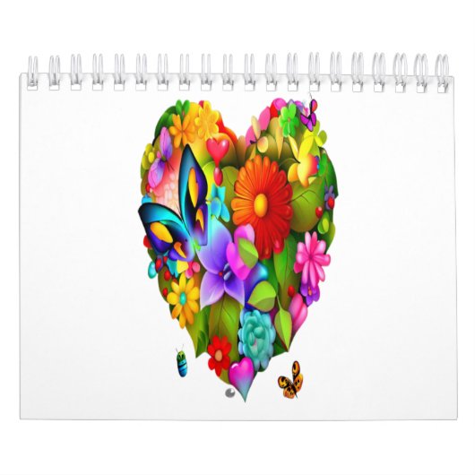 Calendrier Coeur des fleurs et des papillons (Protection)