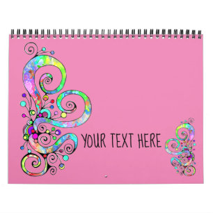 Calendrier Coeur spiral Peint à la main 1