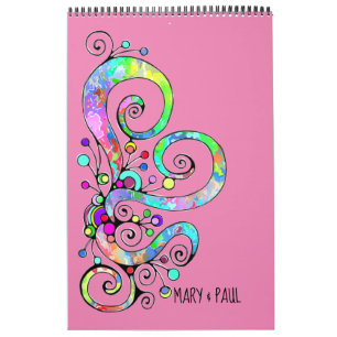 Calendrier Coeur spiral Peint à la main 1