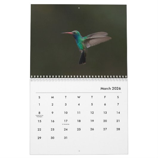 Calendrier Colibri (Mar 2026)