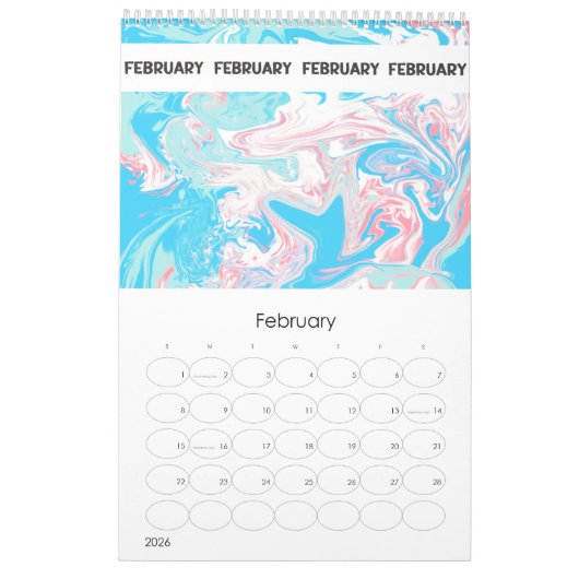 Calendrier Collage d'art liquide FLUID (Feb 2026)