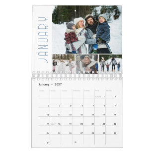 Calendrier Collage de photos de famille 4 par mois Moderne