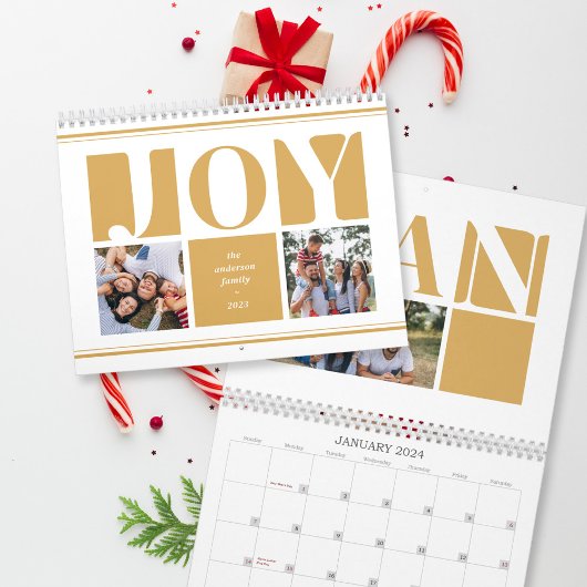 Calendrier Collage de photos de famille de la Joie Jaune Noël