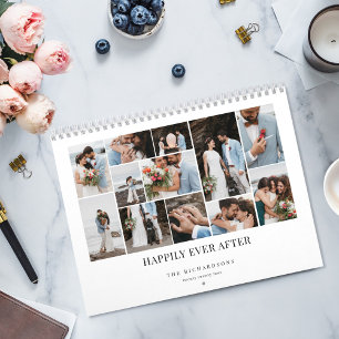 Calendrier Collage de photos de mariage minimaliste pour un b
