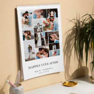 Calendrier Collage de photos de mariage minimaliste pour un b