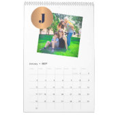 Calendrier Collage photo de famille 2026 monogrammed white (Jan 2027)