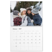 Calendrier collage photo de famille design moderne noir blanc (Feb 2027)