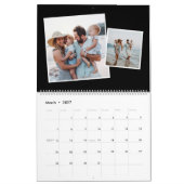 Calendrier collage photo de famille design moderne noir blanc (Mar 2027)