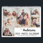 Calendrier Collage photo de famille moderne personnalisé<br><div class="desc">Le design comprend 6 de vos photos préférées sur le devant et 1 photo pour chaque page de mois.</div>