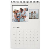 Calendrier Collage photo de famille monogramme rustique noir  (Mar 2026)
