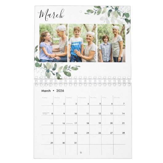 Calendrier Collage photo Eucalyptus (Mar 2026)