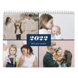 Calendrier Collage Photo Famille 2022 Moderne Simple Élégan