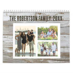 Calendrier Collage photo rustique en bois 36 images
