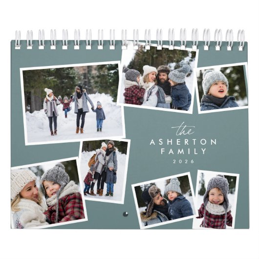 Calendrier Collage photo turquoise famille scrapbook (Protection)