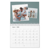 Calendrier Collage photo turquoise famille scrapbook (Mar 2026)