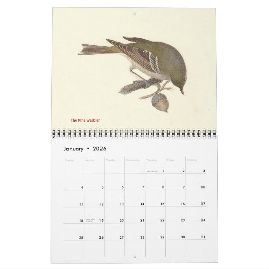 Calendrier Collection de parulines no 1 Lithographies d'oisea (Jan 2026)